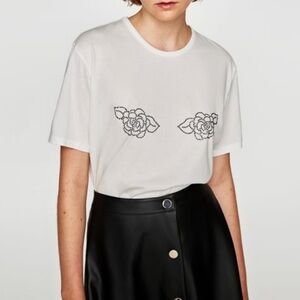 Zara Black Rhinestones Appliqué Tee